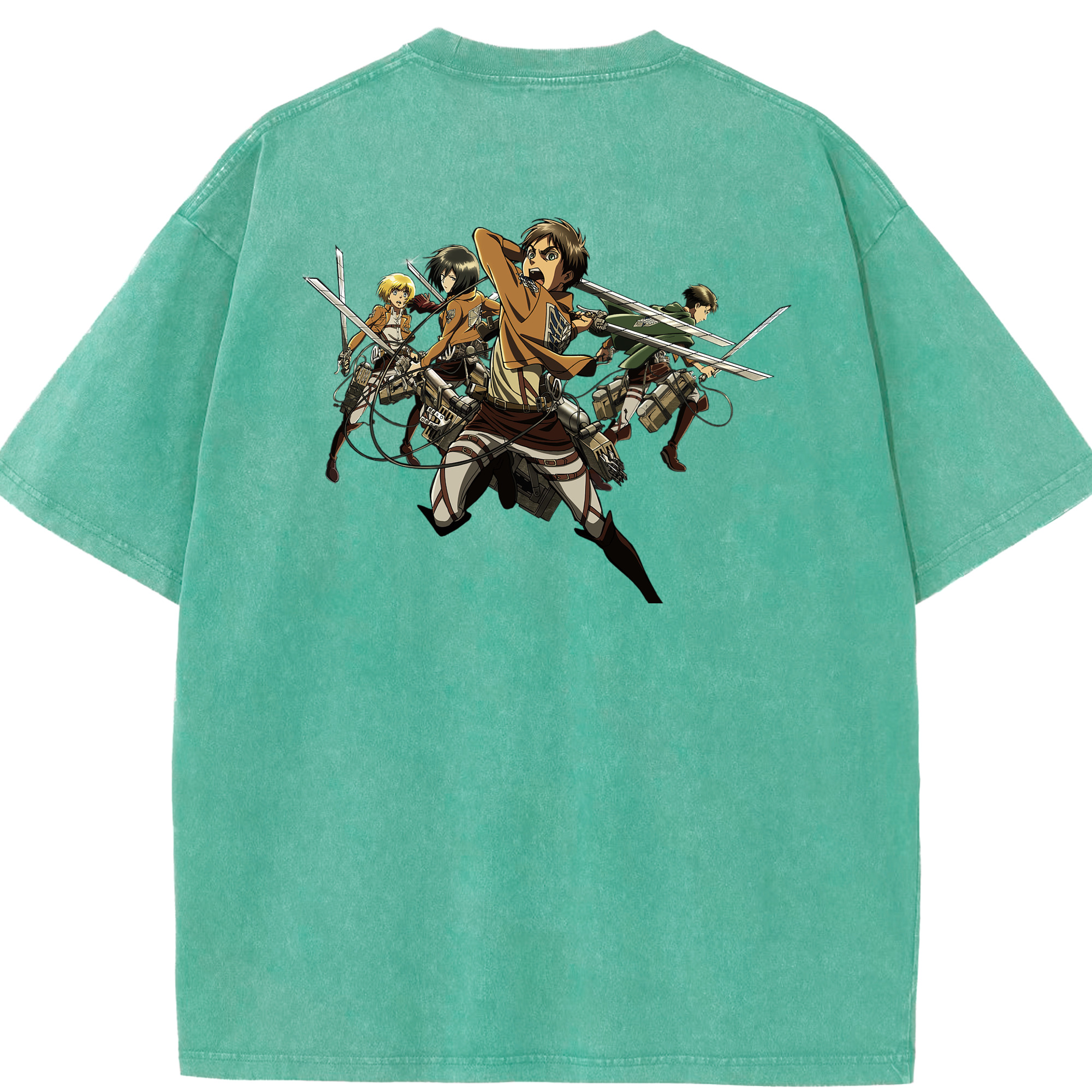 （画像用） 進撃の巨人 エレン･イェーガー Attack on Titan Eren Jäger 綿100% ヴィンテージ風 半袖Tシャツ（背面プリント）